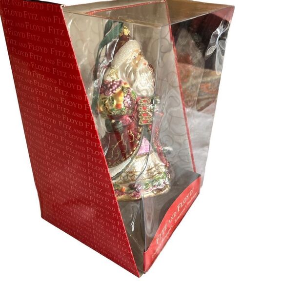 Fitz and Floyd 9" 2004 santa oversized numbered glass ornament - Picture 3 of 12